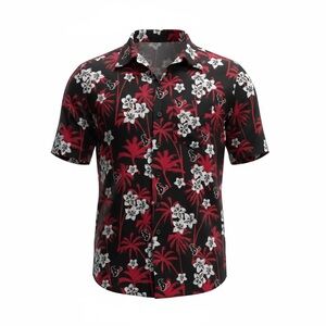 Houston Texans NFL Team Apparel Hawaiian Shirt Mens M Tropical Palm Print